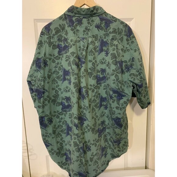 Vtg Tommy Hilfiger Green‎ Blue Men’s Sz XL Button Up Hawaiian Short Sleeve Shirt - Picture 8 of 8
